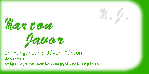 marton javor business card